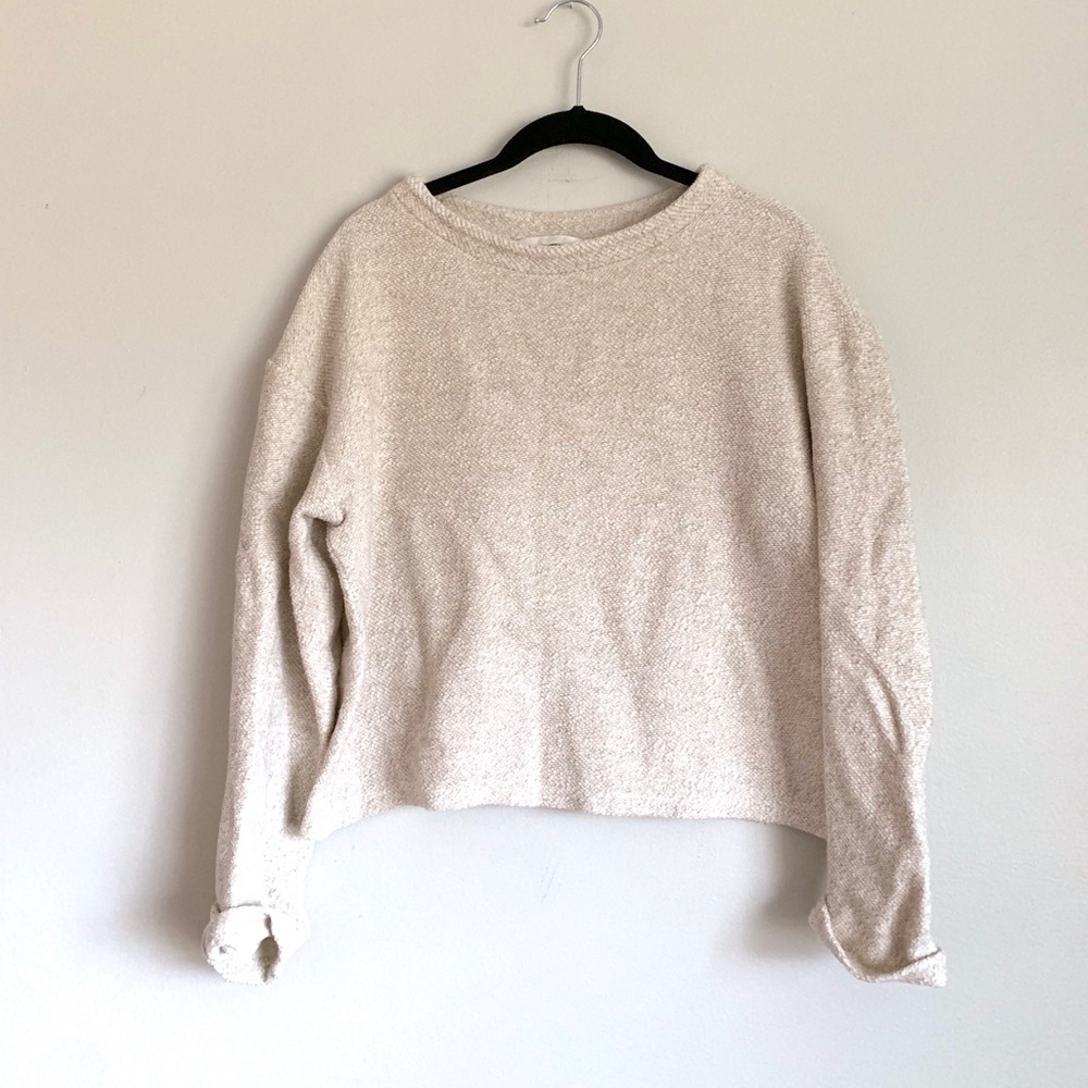 H&M Cream Mock Neck Crop Sweater